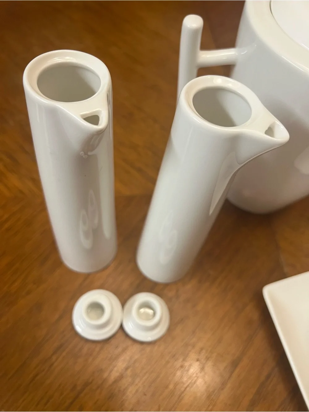White Porcelain Coffee and Tea Set with Cups, Saucers and Accessories